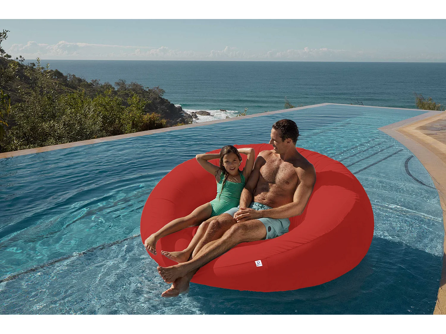 Pouf XXL Flottant pour Piscine 140x120x60 cm Rouge