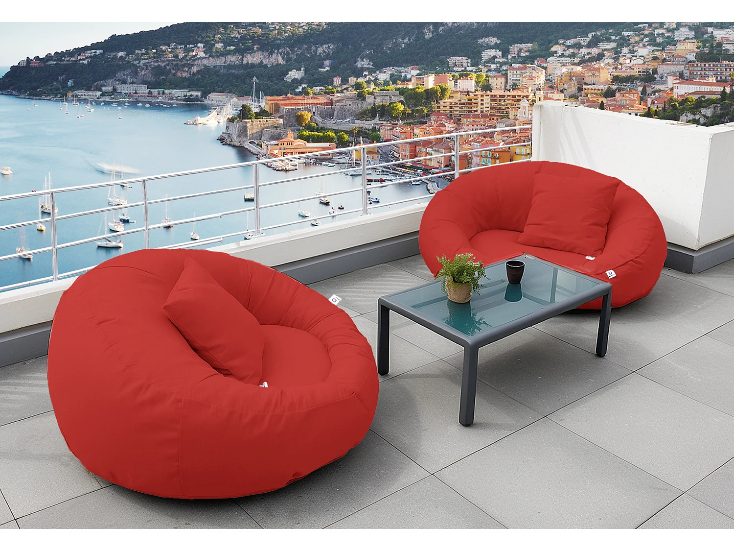 Pouf XXL Flottant pour Piscine 140x120x60 cm Rouge