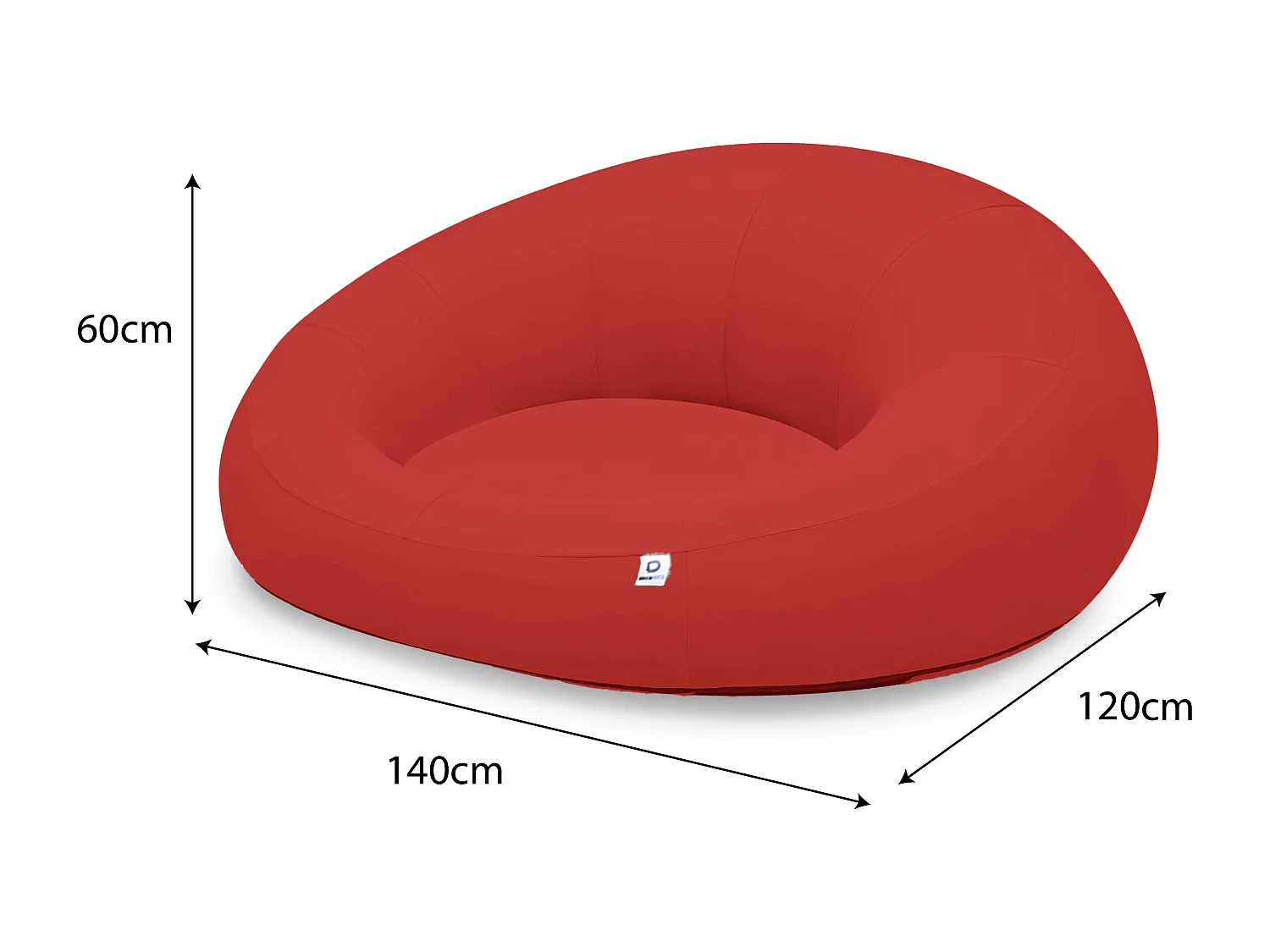 Pouf XXL Flottant pour Piscine 140x120x60 cm Rouge