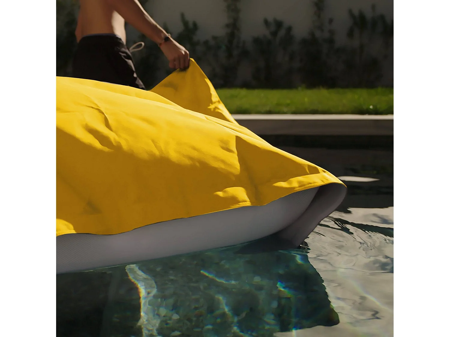 Pouf Géant XXL Déhoussable, Flottant pour Piscine, Deco Arts Jaune miel