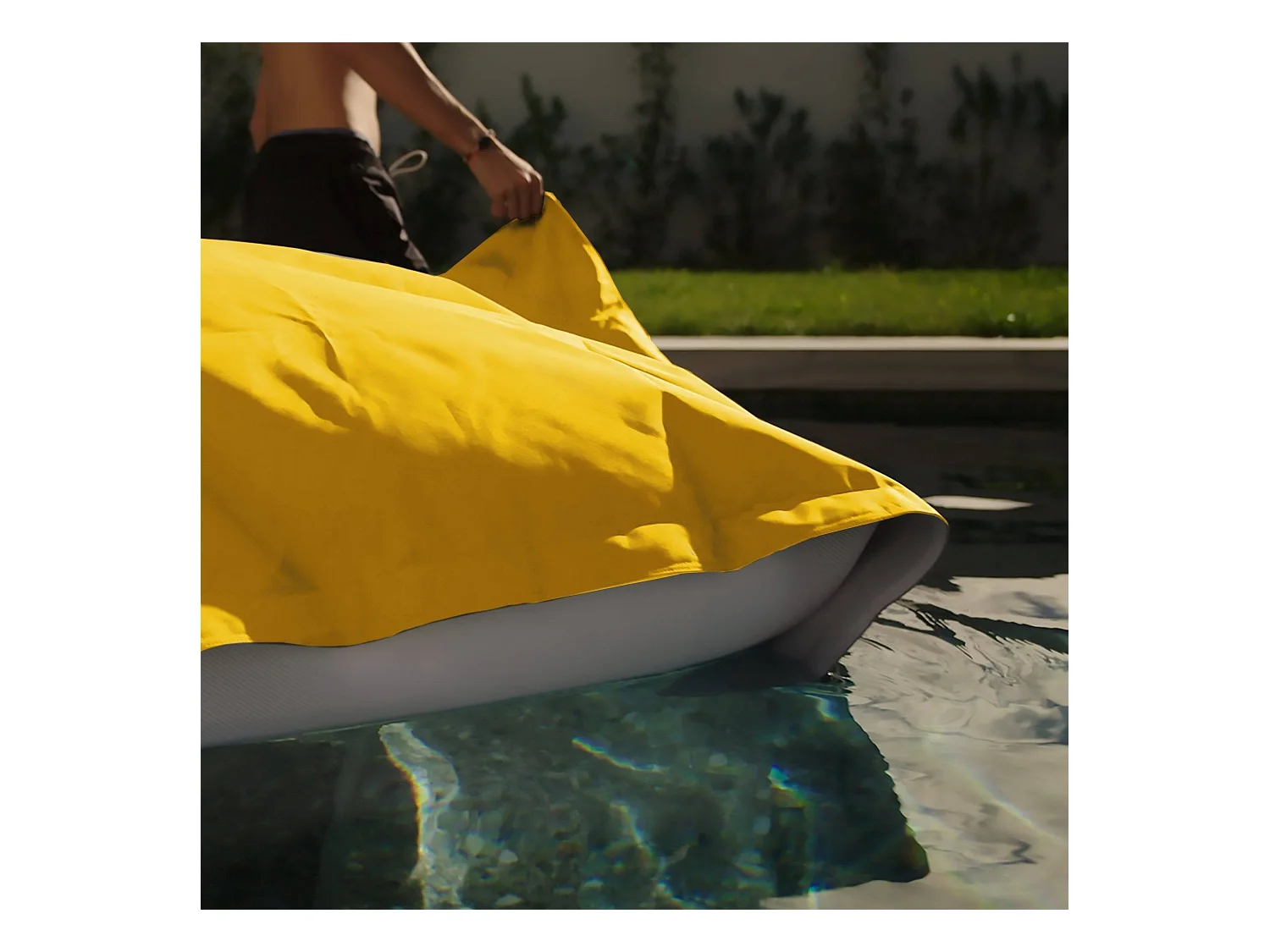 Pouf Géant XXL Déhoussable, Flottant pour Piscine, Deco Arts Jaune miel