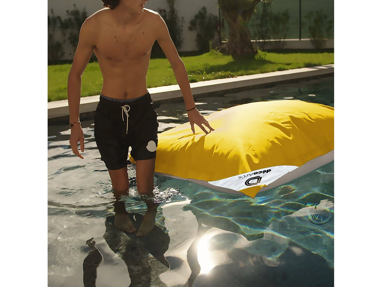 Pouf Géant XXL Déhoussable, Flottant pour Piscine, Deco Arts Jaune miel