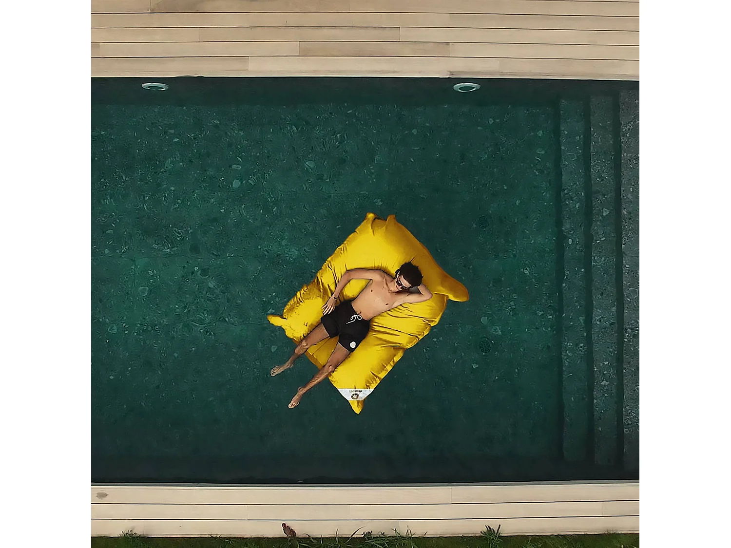 Pouf Géant XXL Déhoussable, Flottant pour Piscine, Jaune