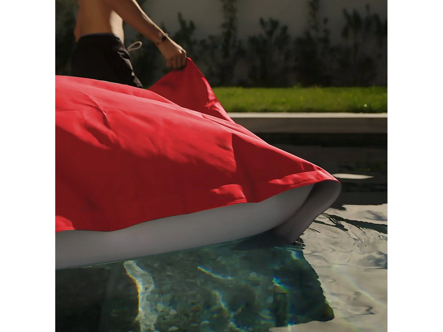 Pouf Géant XXL Déhoussable, Flottant pour Piscine, Deco Arts Rouge piment