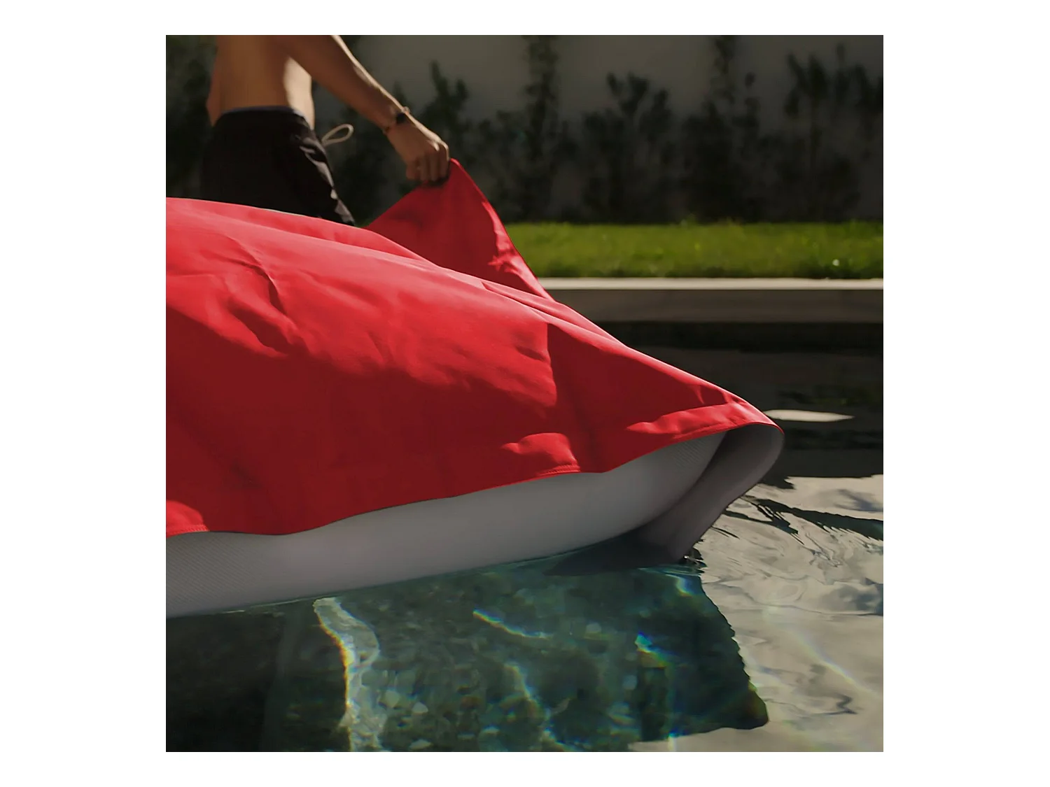 Pouf Géant XXL Déhoussable, Flottant pour Piscine, Deco Arts Rouge piment