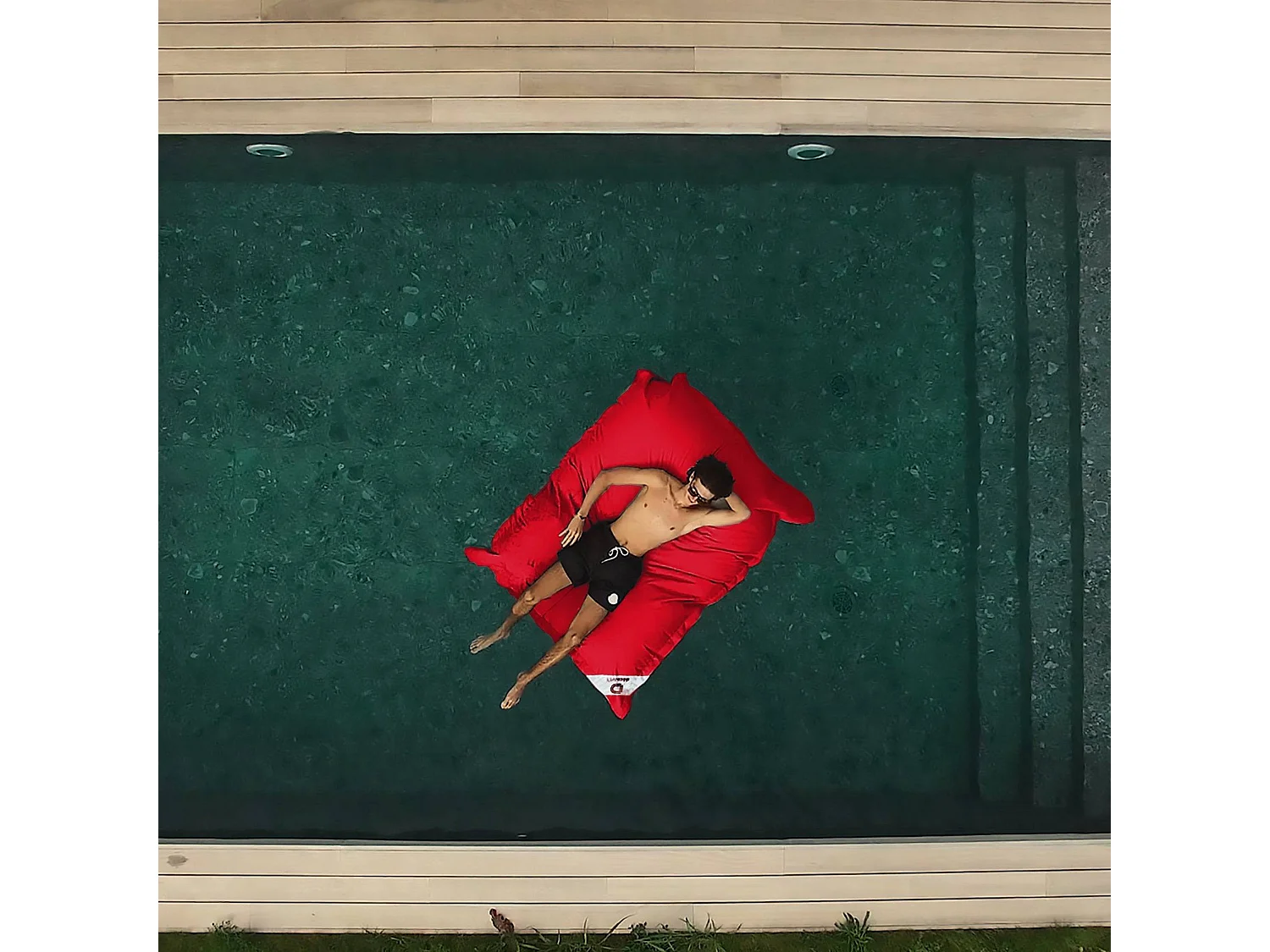 Pouf Géant XXL Déhoussable, Flottant pour Piscine, Rouge