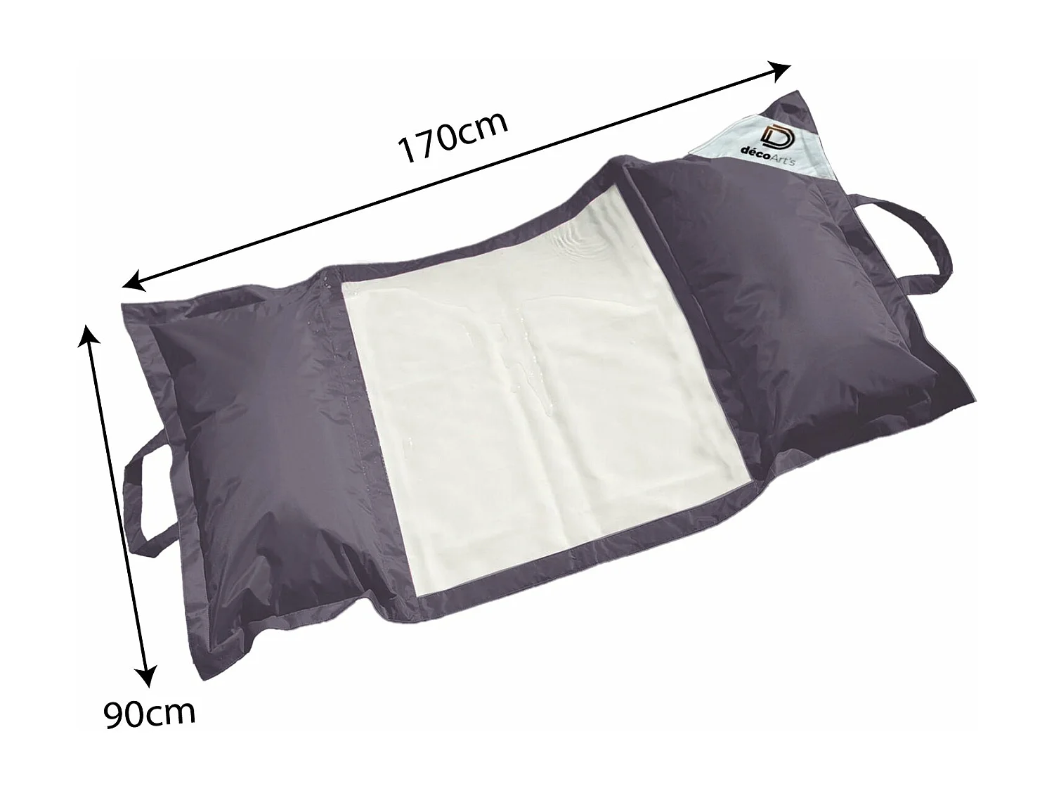 Pouf piscine en Polyester 170x90 cm Gris carbone