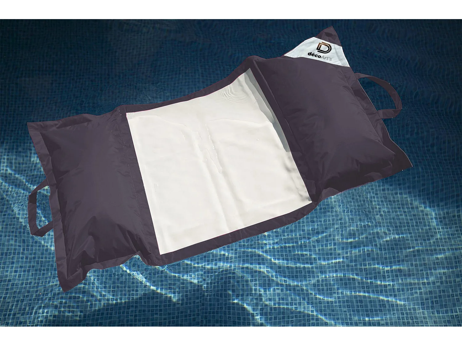 Pouf piscine en Polyester 170x90 cm Gris carbone