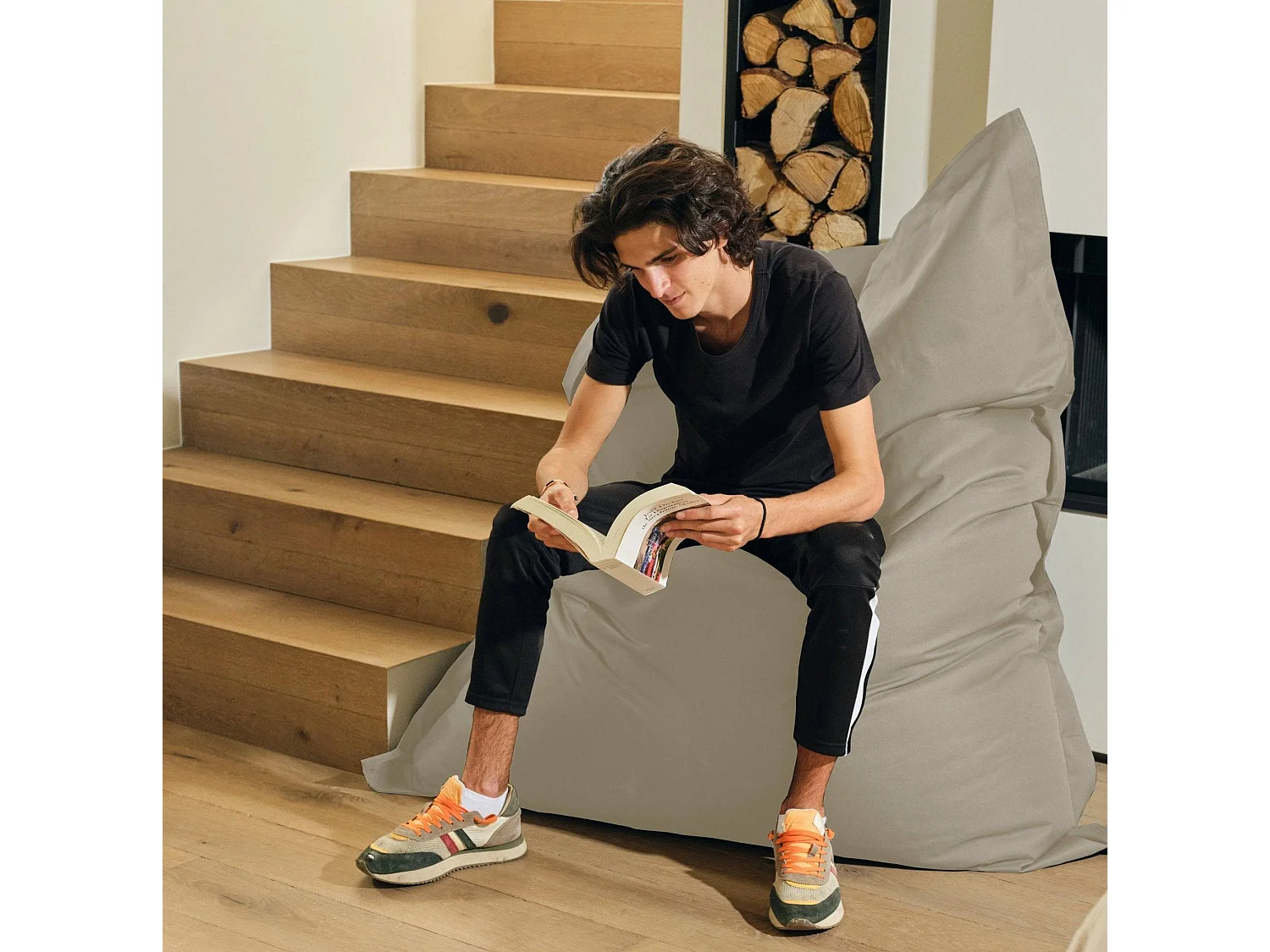 Pouf Géant XXL Intérieur et Extérieur, Déhoussable, Salon, Jardin, Deco Arts Beige