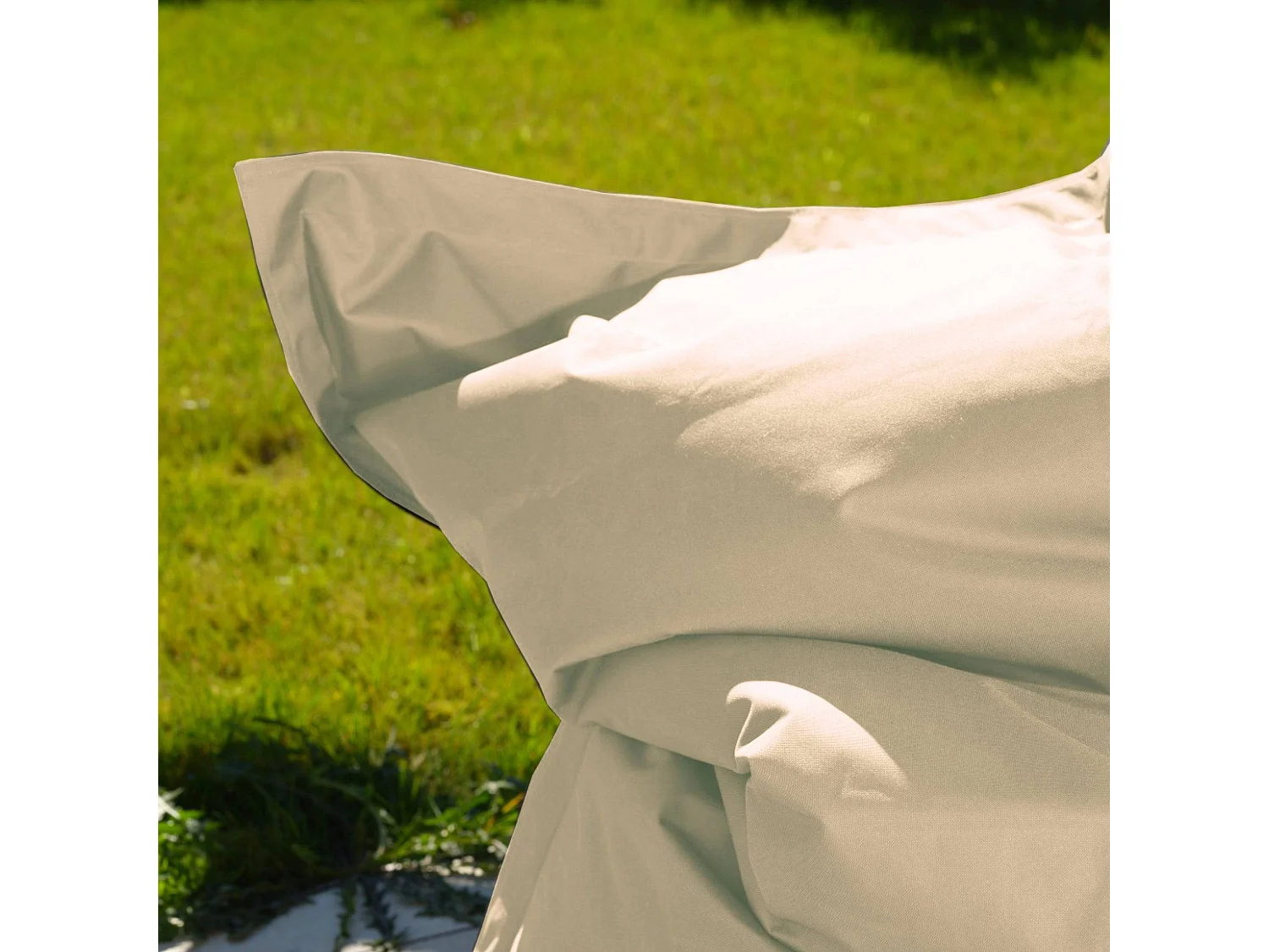 Pouf Géant XXL Intérieur et Extérieur, Déhoussable, Salon, Jardin, Deco Arts Beige