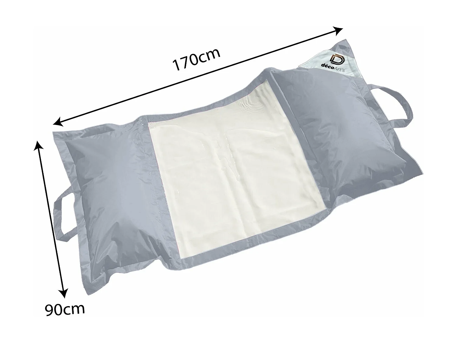 Pouf piscine en Polyester 170x90 cm Gris galet