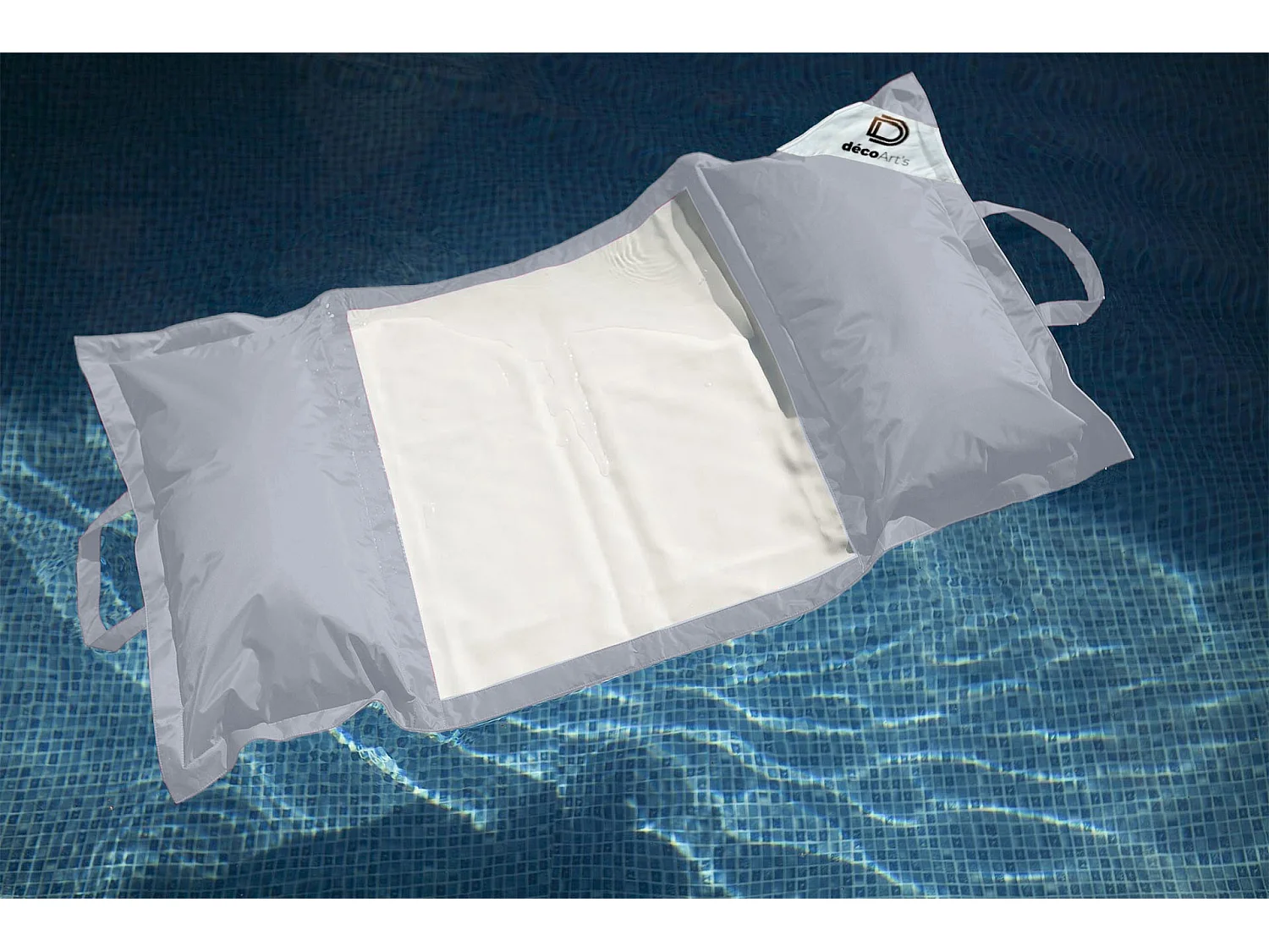 Pouf piscine en Polyester 170x90 cm Gris galet