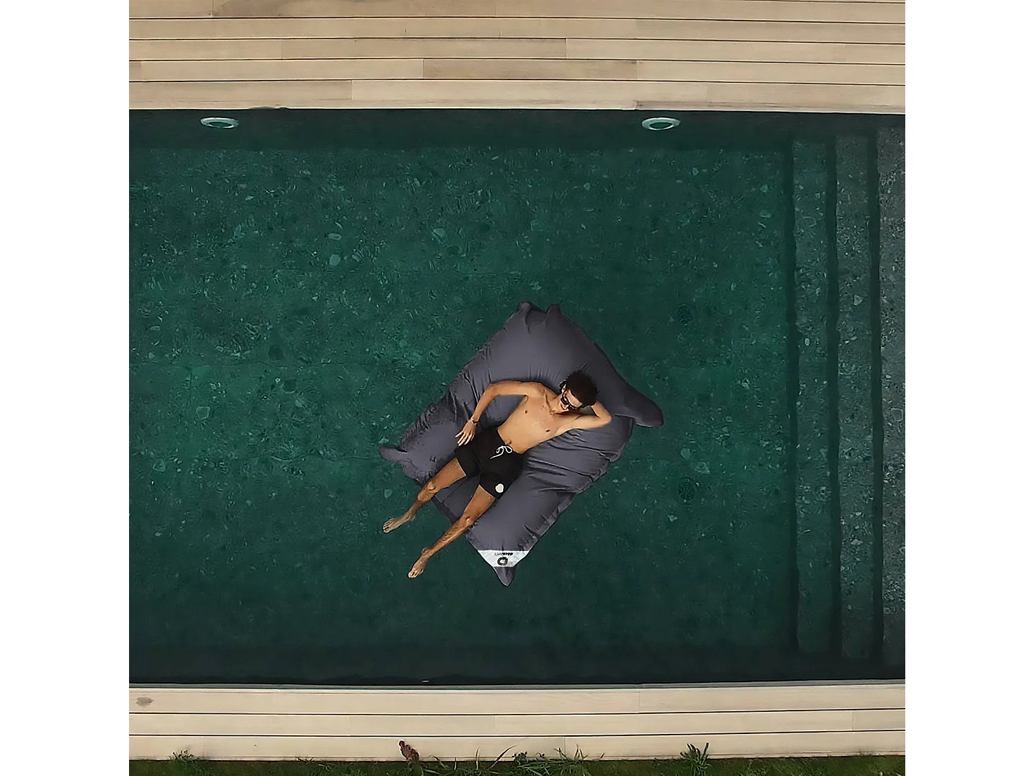 Housse pour Pouf Géant XXL 180x140cm Flottant pour Piscine - Gris carbone