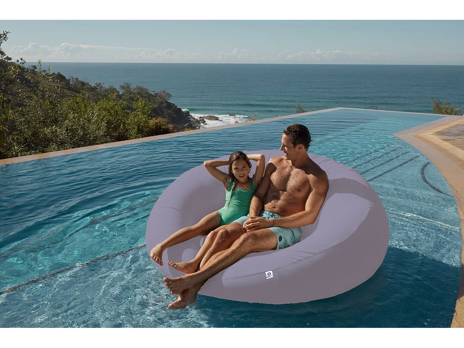 Pouf XXL Flottant pour Piscine 140x120x60 cm Gris galet