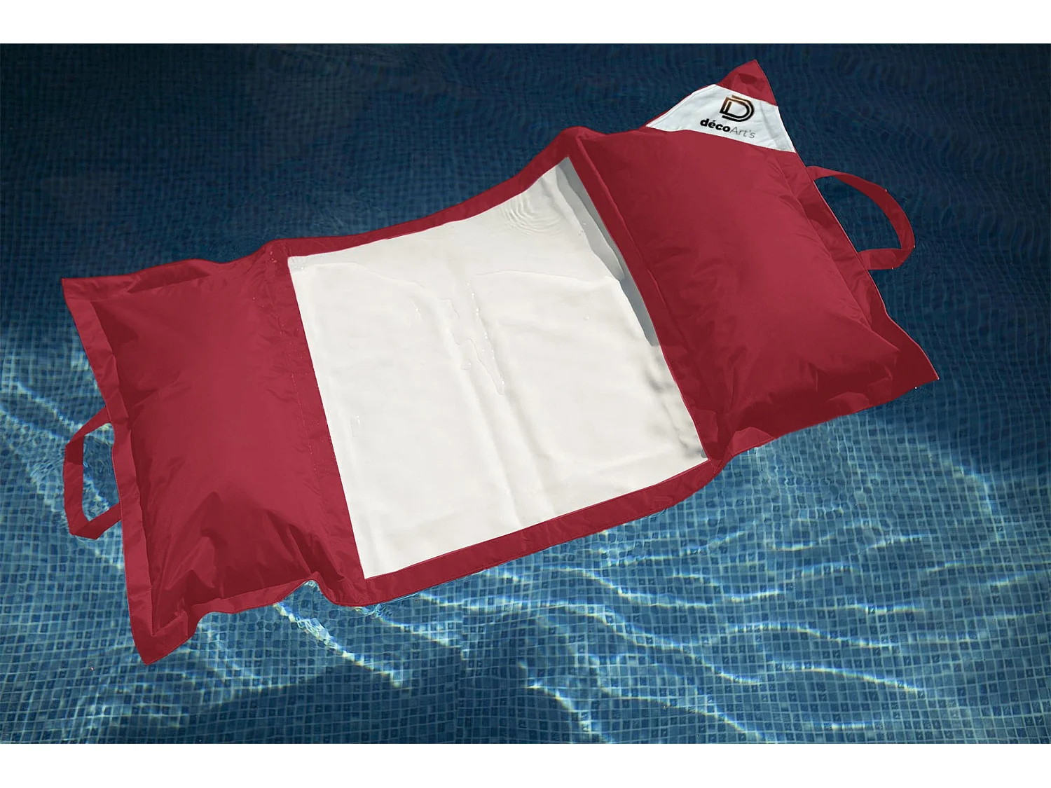 Pouf piscine en Polyester 170x90 cm Rouge piment