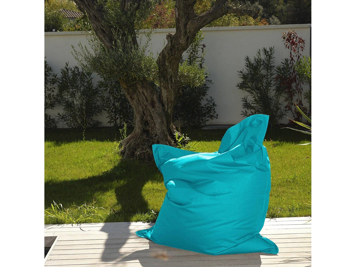 Housse pour Pouf Géant XXL 180x140cm Intérieur et Extérieur - Bleu Caraïbes