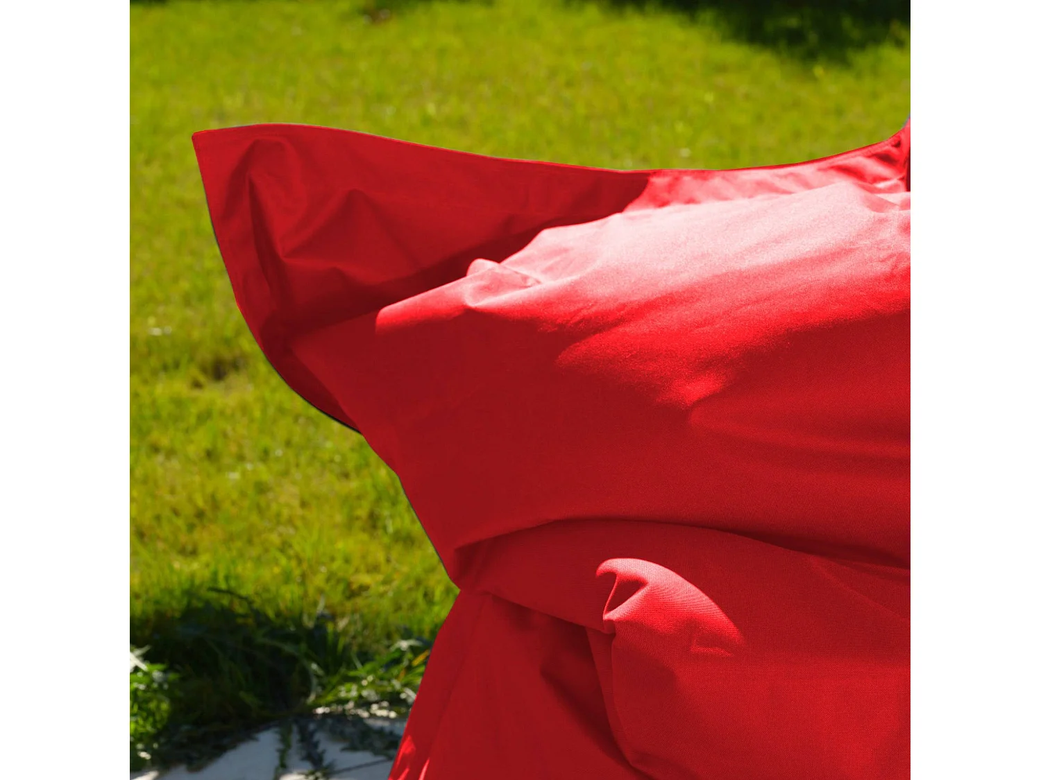 Pouf Géant XXL Intérieur et Extérieur, Déhoussable, Salon, Jardin, Deco Arts Rouge piment