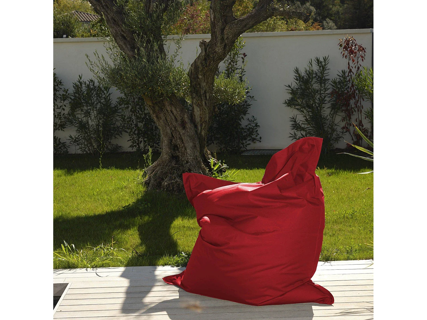 Pouf Géant XXL Intérieur et Extérieur, Déhoussable, Salon, Jardin, Deco Arts Rouge piment