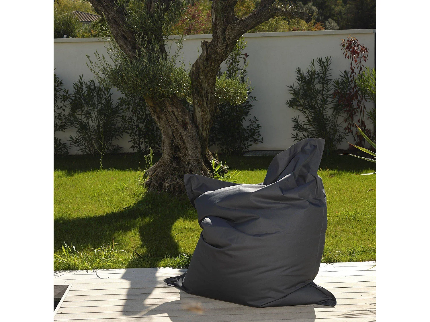 Pouf Géant XXL Intérieur et Extérieur, Déhoussable, Salon, Jardin, Deco Arts Gris carbone