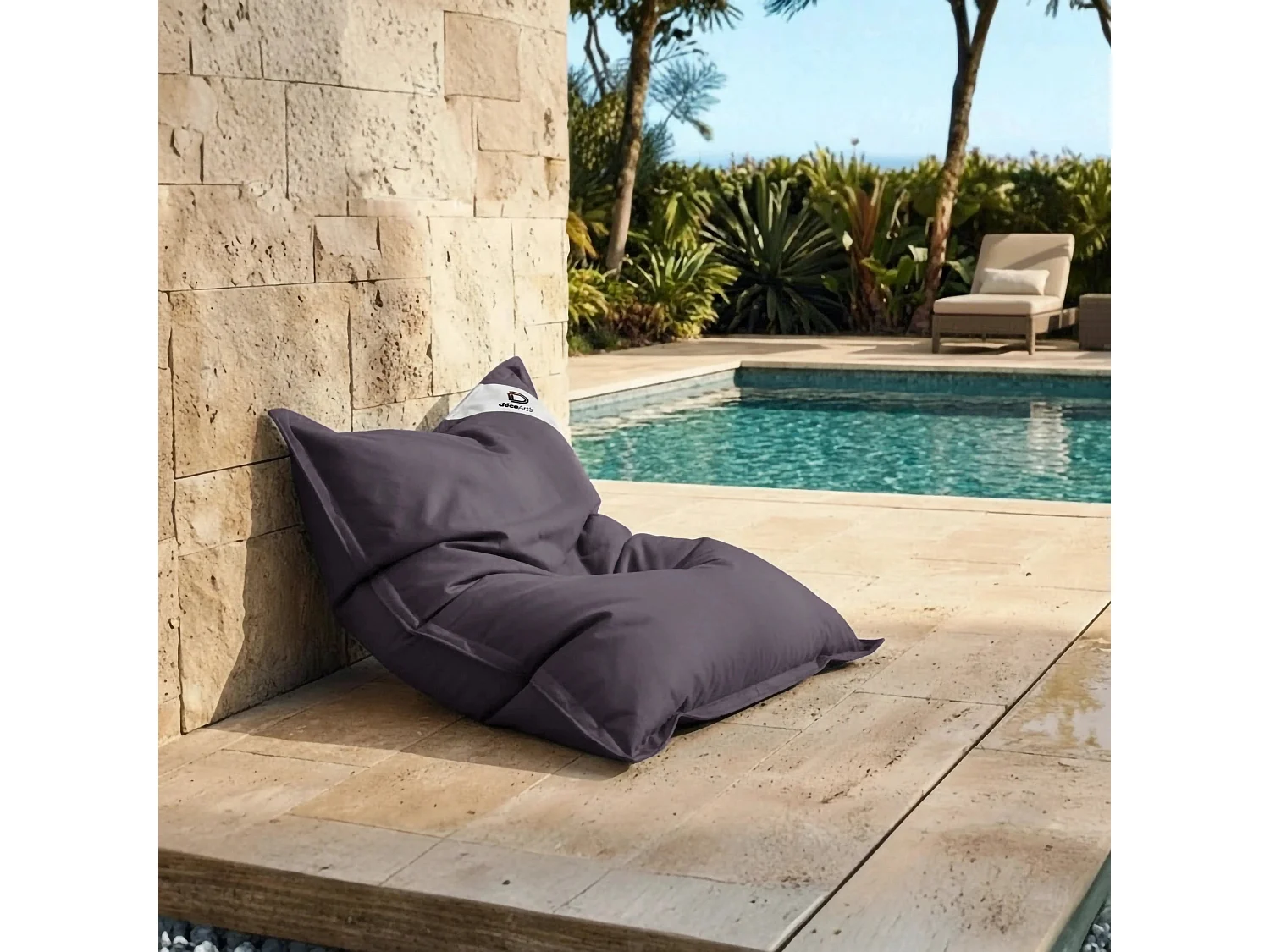 Pouf Géant XXL Intérieur et Extérieur, Déhoussable, Salon, Jardin, Deco Arts Gris carbone