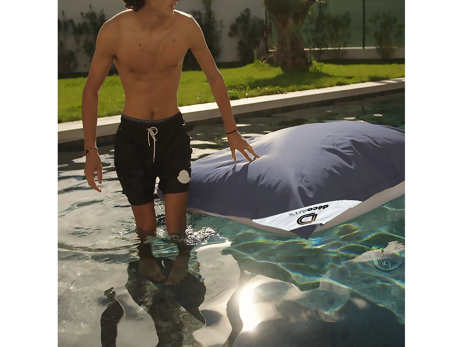 Pouf Géant XXL Déhoussable, Flottant pour Piscine, Deco Arts Gris Carbone