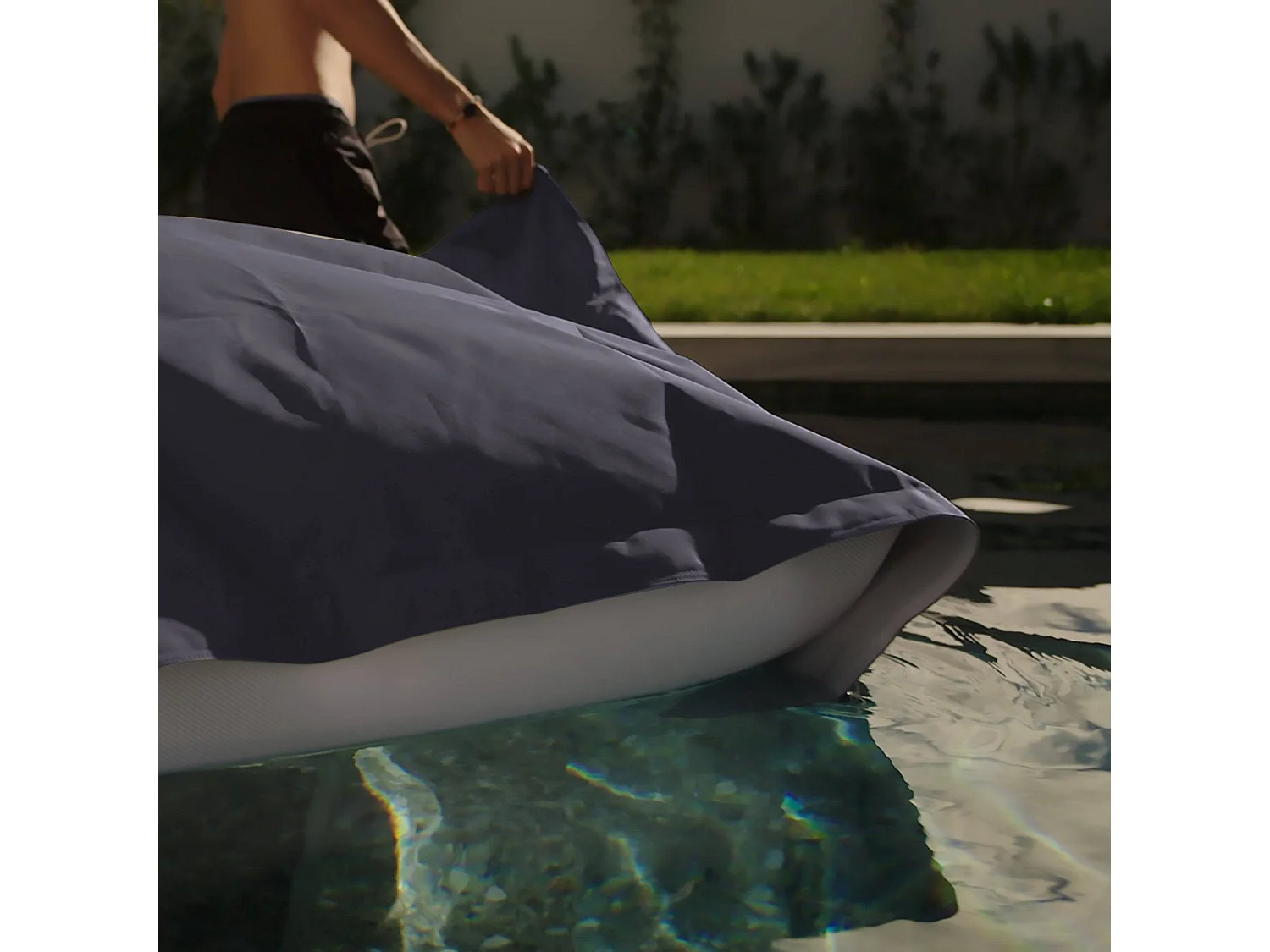 Pouf Géant XXL Déhoussable, Flottant pour Piscine, Gris Carbonne