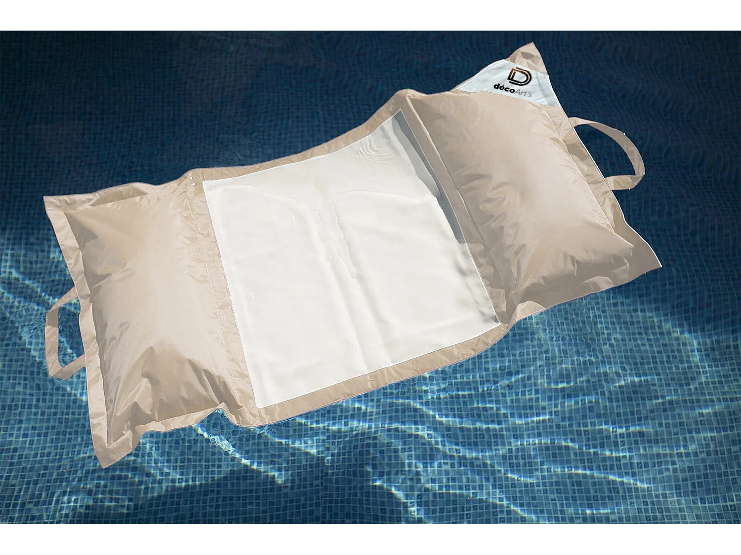 Pouf piscine en Polyester 170x90 cm Beige