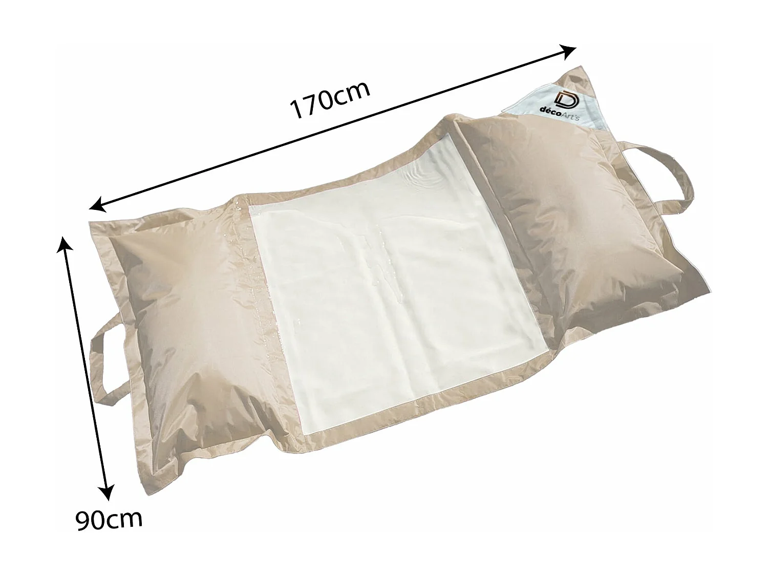 Pouf piscine en Polyester 170x90 cm Beige