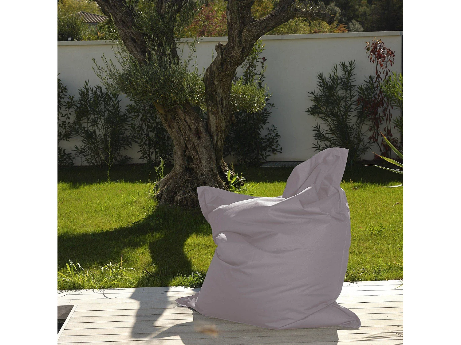Pouf Géant XXL Intérieur et Extérieur, Déhoussable, Salon, Jardin, Deco Arts Gris galet