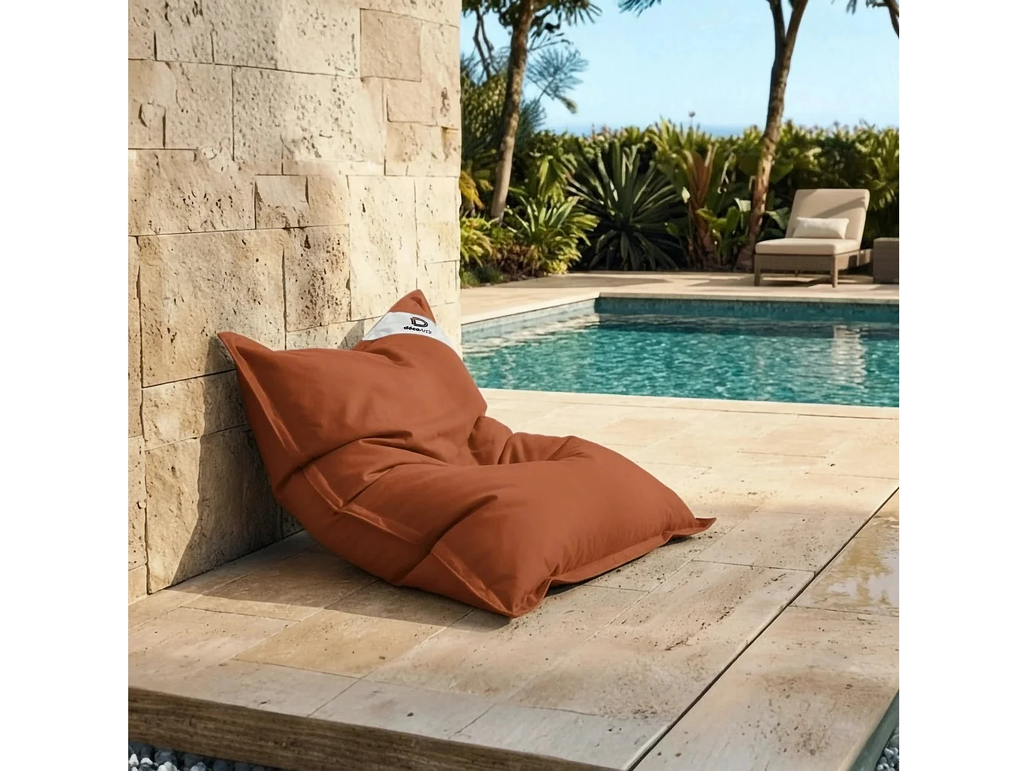 Pouf Géant XXL Intérieur et Extérieur, Déhoussable, Salon, Jardin, Deco Arts Terracotta