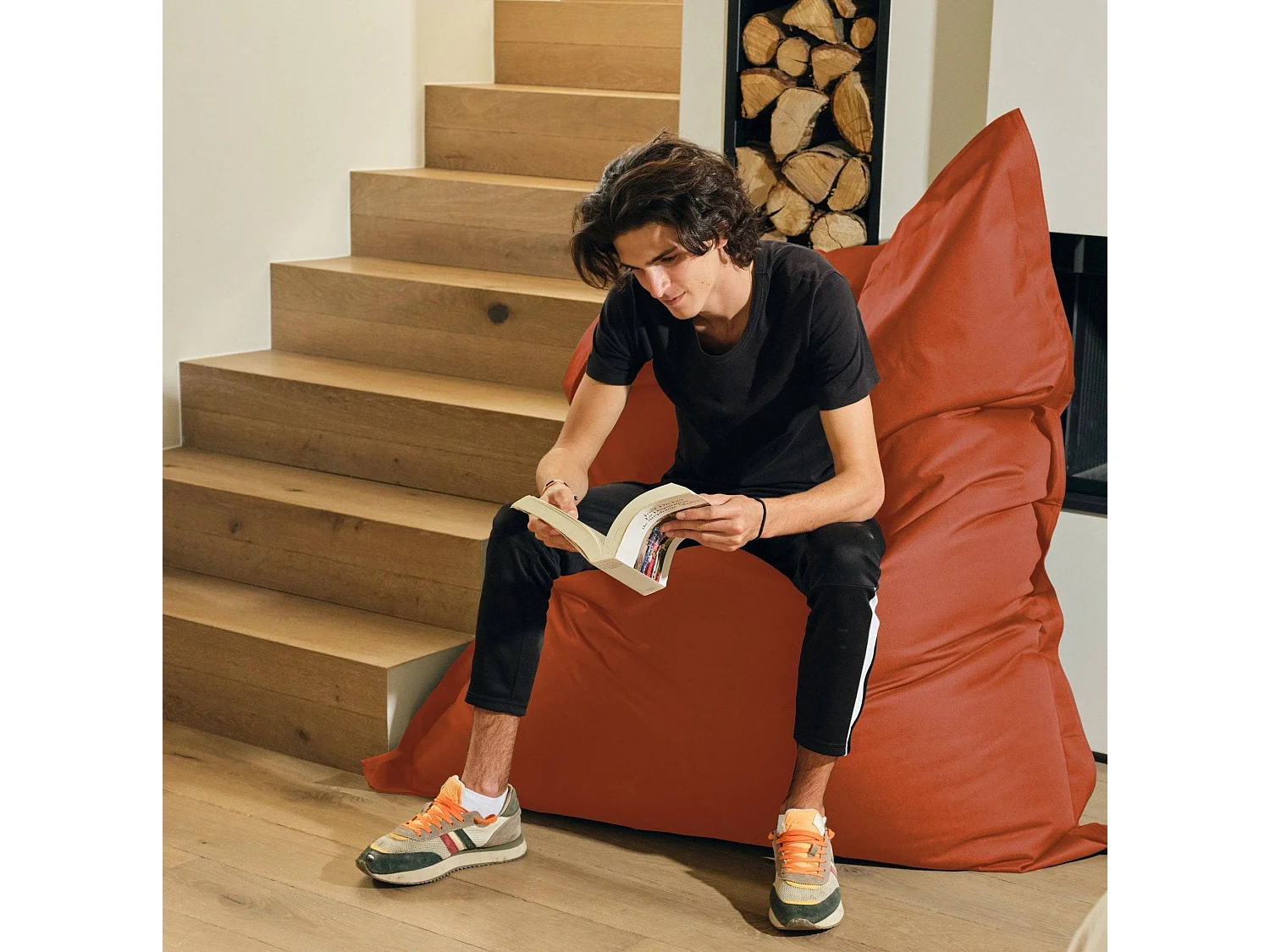 Pouf Géant XXL Intérieur et Extérieur, Déhoussable, Salon, Jardin, Deco Arts Terracotta