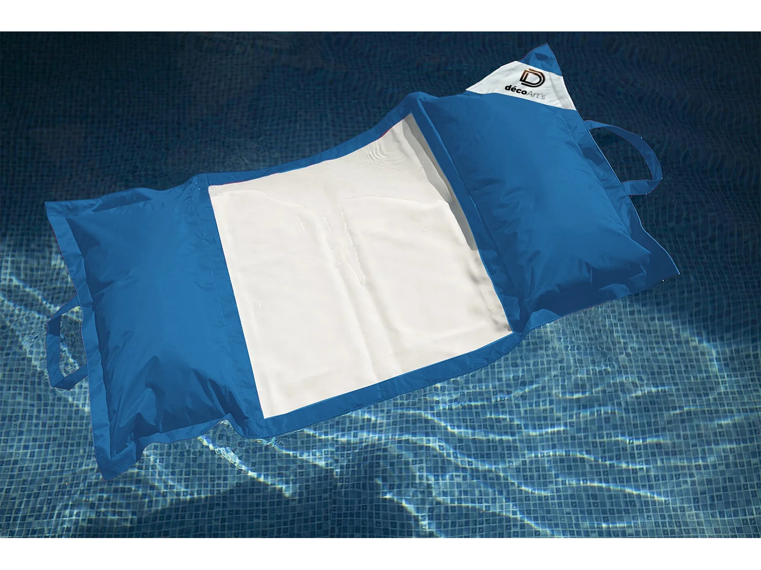 Pouf piscine en Polyester 170x90 cm Bleu pétrole