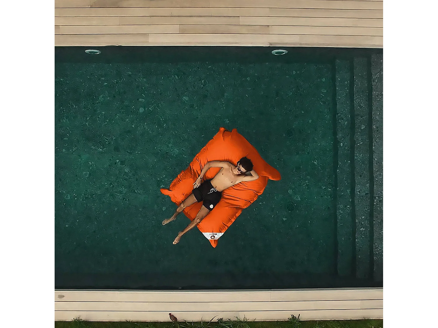 Pouf Géant XXL Déhoussable, Flottant pour Piscine, Orange