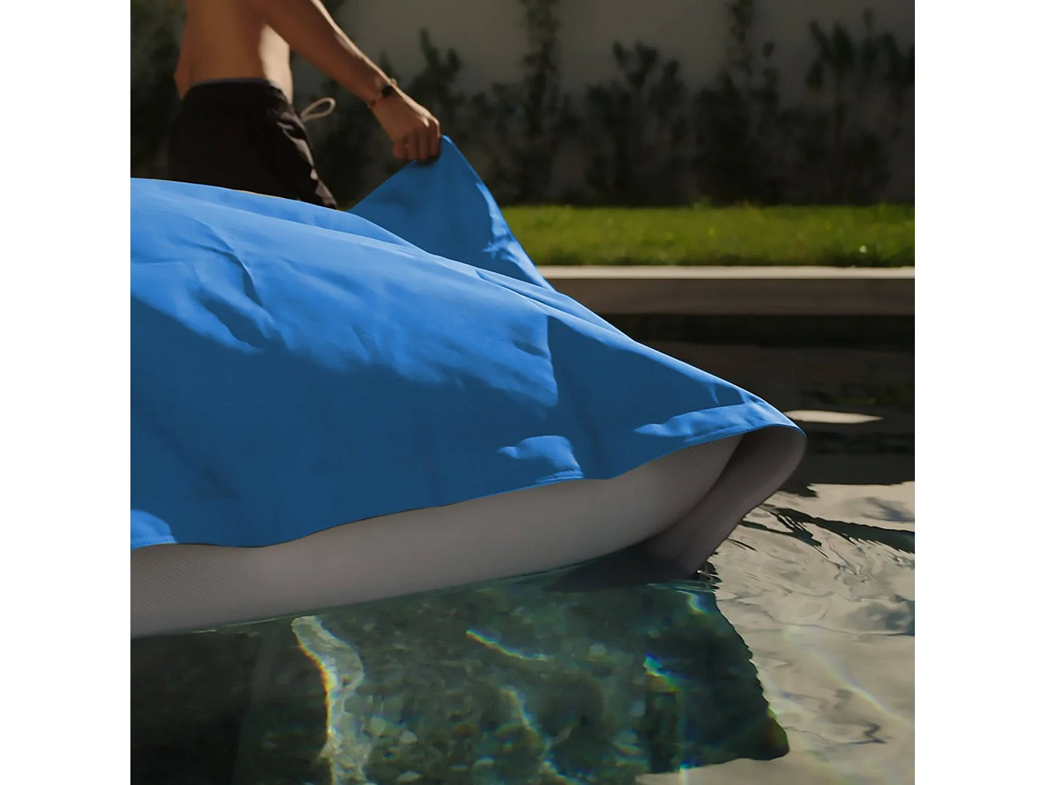 Pouf Géant XXL Déhoussable, Flottant pour Piscine, Deco Arts Bleu pétrole
