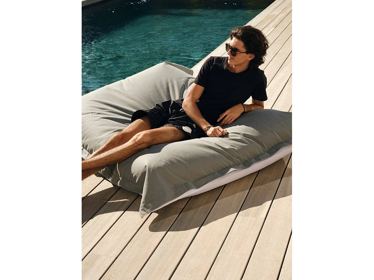 Pouf Géant XXL Déhoussable, Flottant pour Piscine, Deco Arts Gris galet