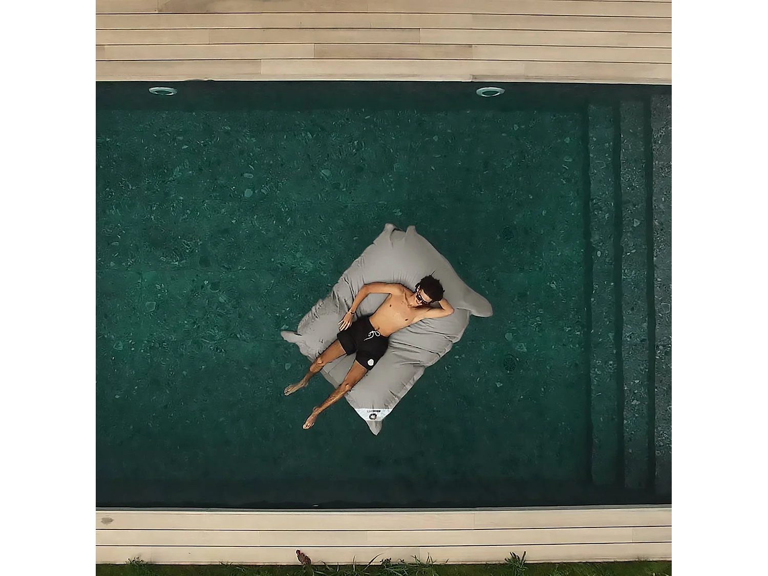 Pouf Géant XXL Déhoussable, Flottant pour Piscine, Gris