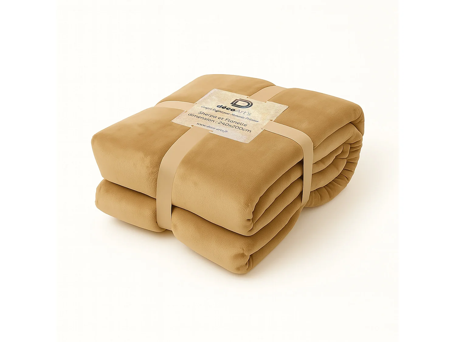 Plaid Sherpa Flanelle 480GSM 200x240 Beige DECO ARTS