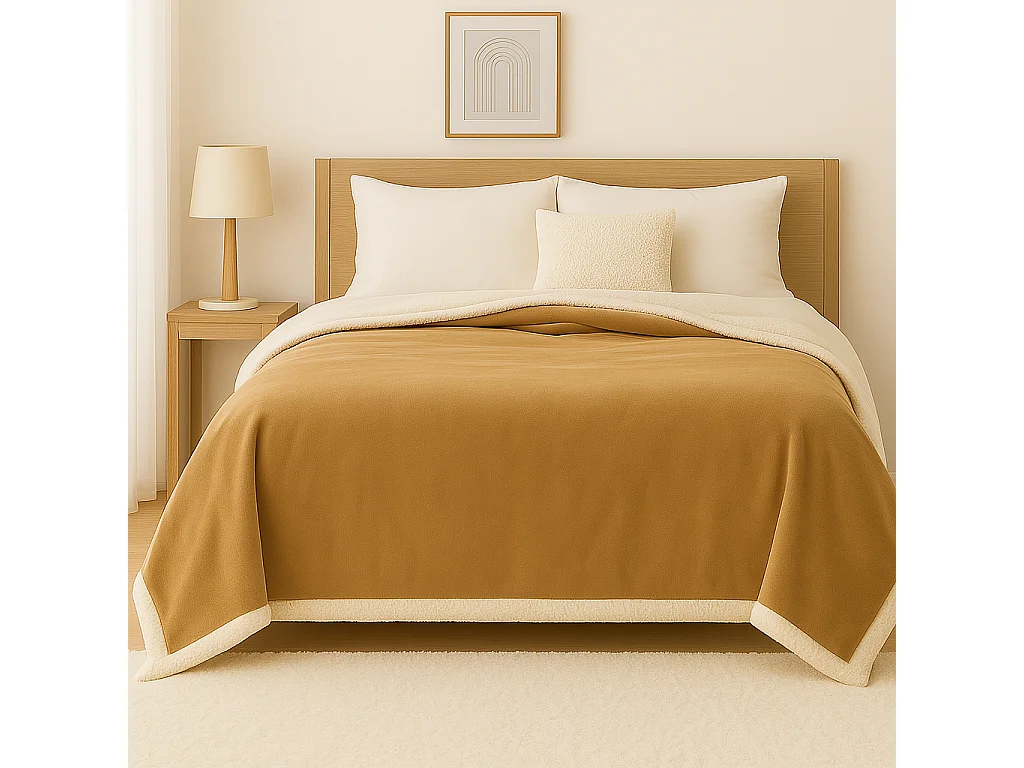 Plaid Sherpa Flanelle 480GSM 200x240 Beige DECO ARTS