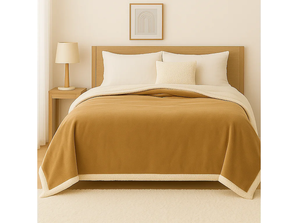 Plaid Sherpa Flanelle 480GSM 200x240 Beige DECO ARTS