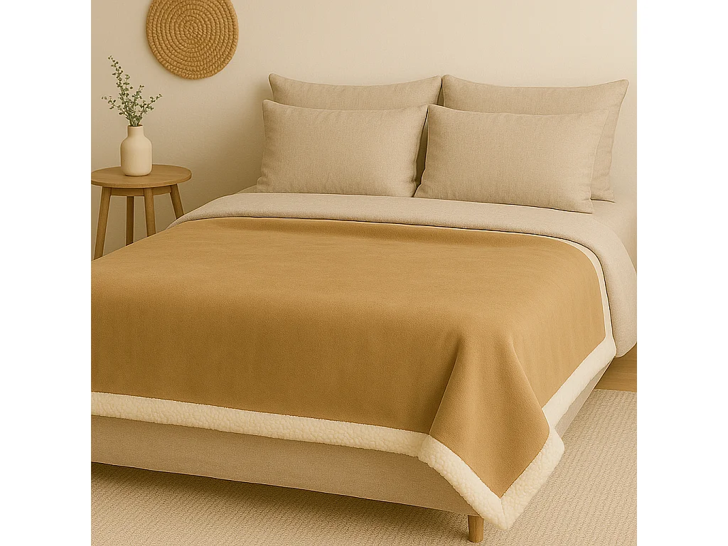 Plaid Sherpa Flanelle 480GSM 150X200 Beige DECO ARTS