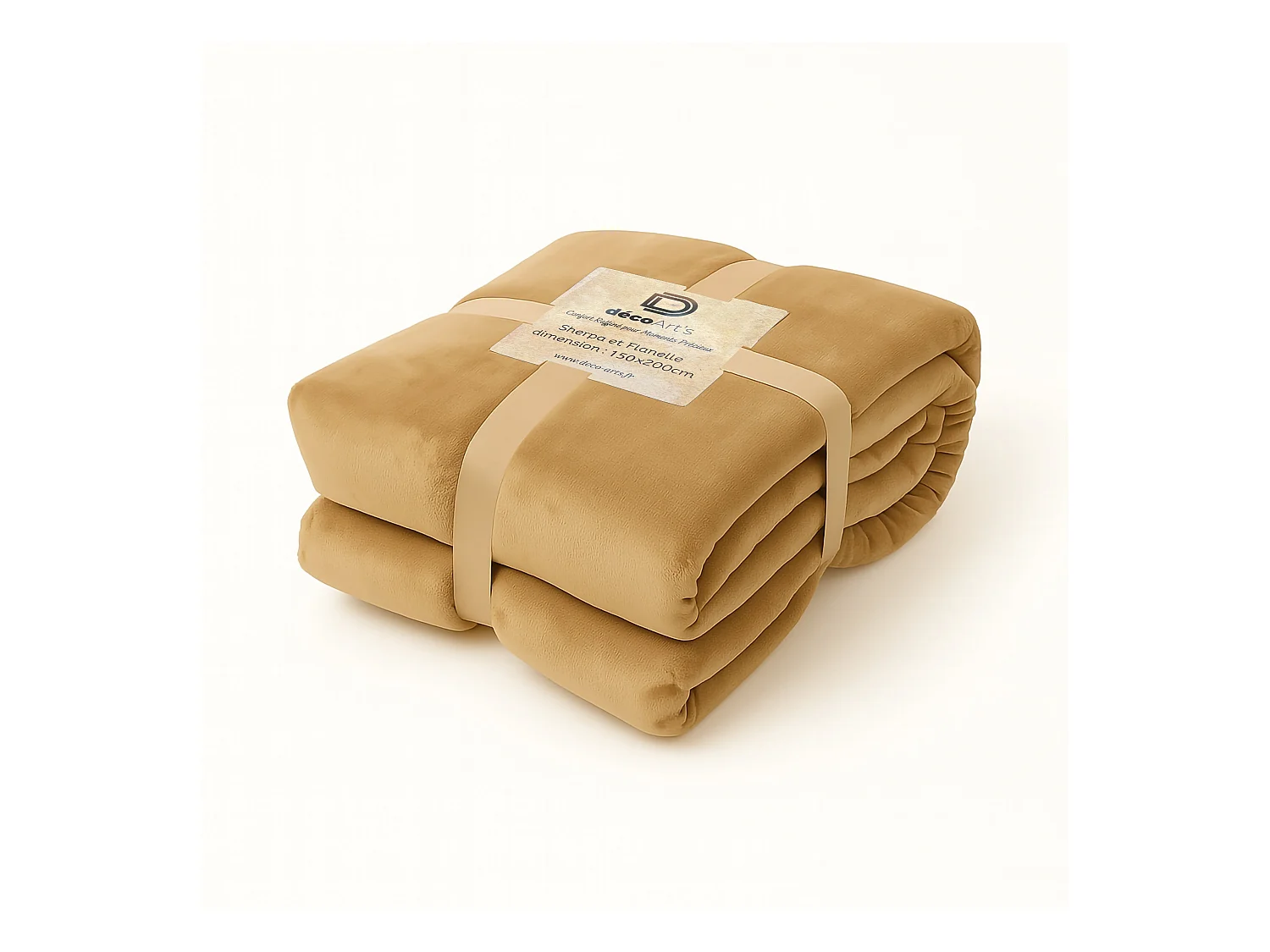 Plaid Sherpa Flanelle 480GSM 150X200 Beige DECO ARTS