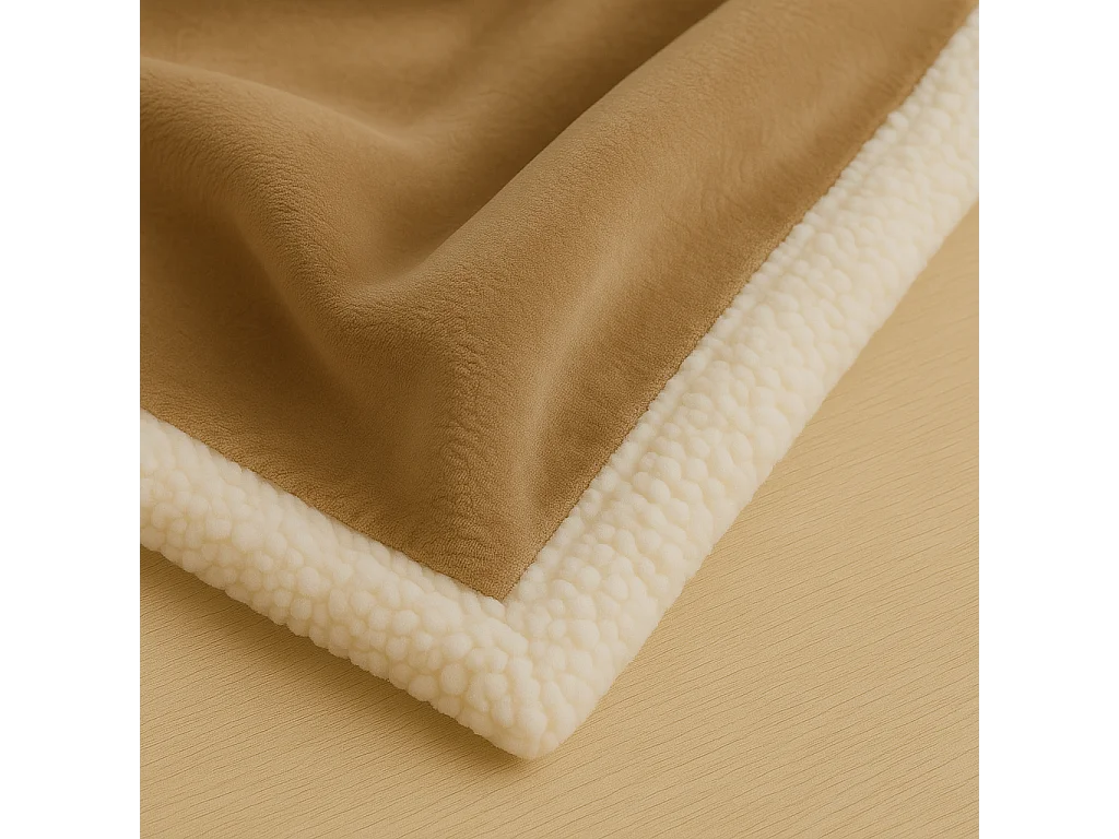 Plaid en sherpa flanelle 480 gsm  150X200 beige