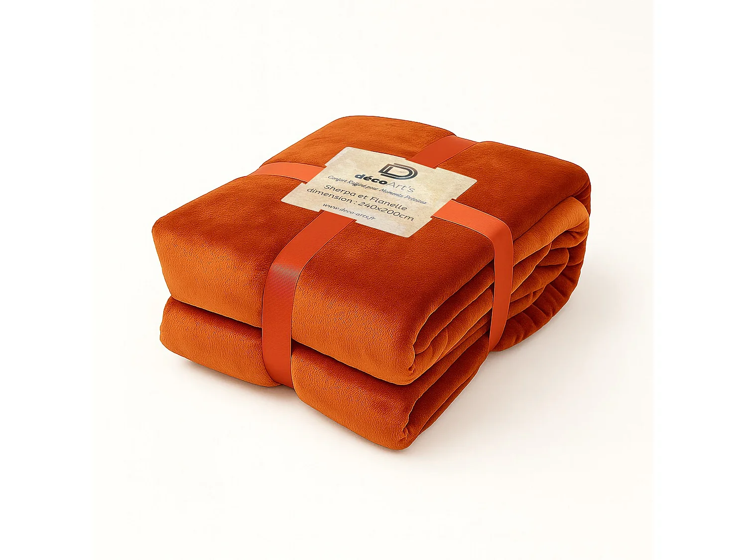 Plaid Sherpa Flanelle 480GSM 200x240 Terracotta DECO ARTS