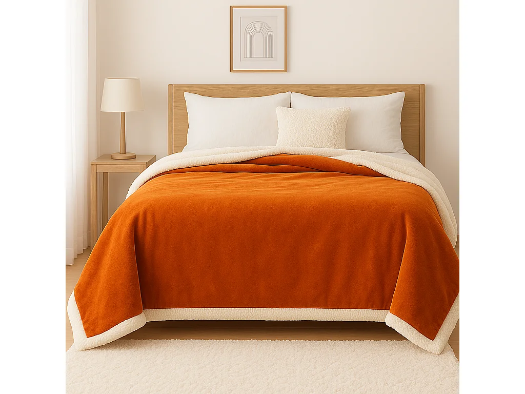 Plaid Sherpa Flanelle 480GSM 200x240 Terracotta DECO ARTS