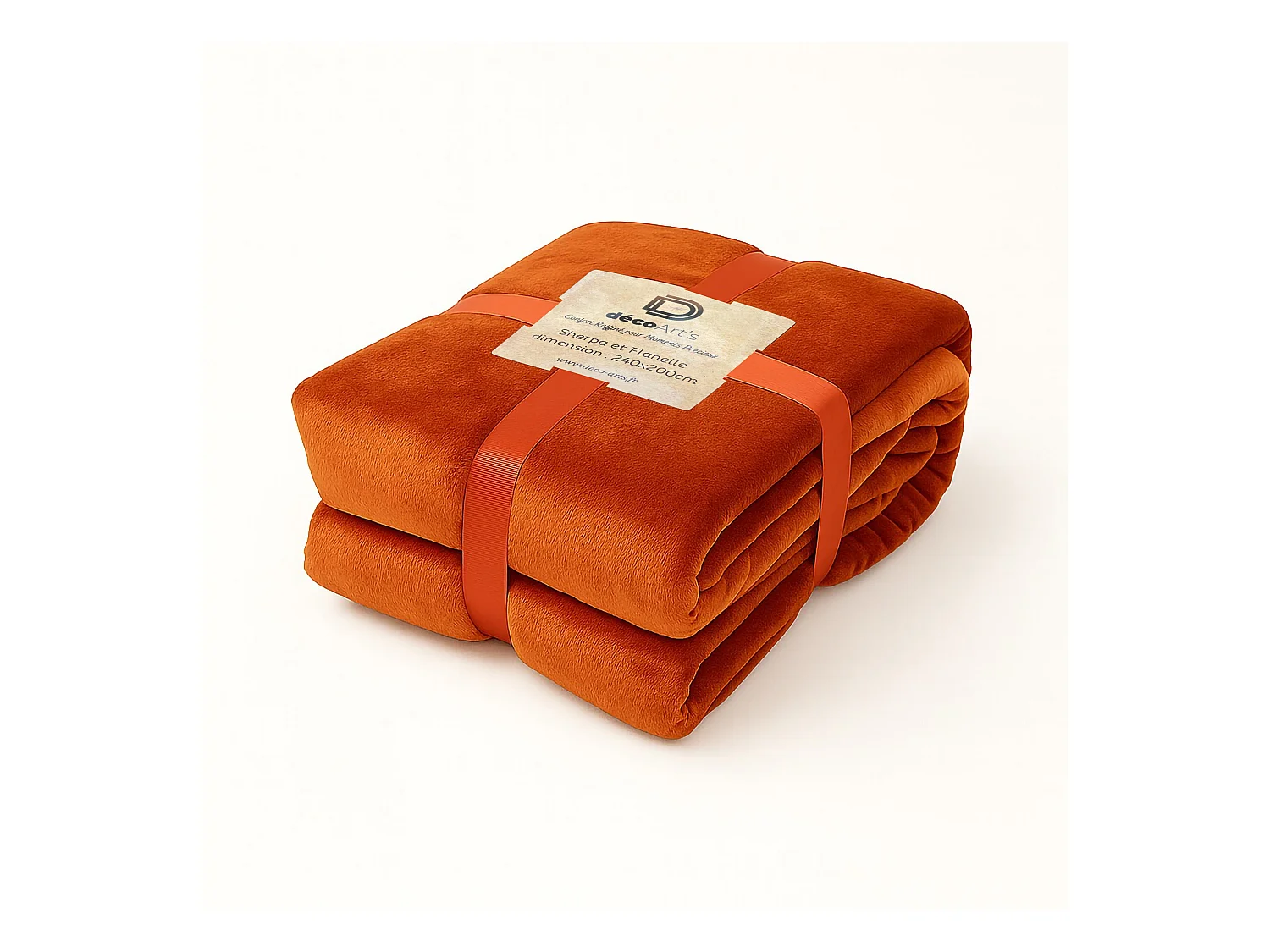 Plaid Sherpa Flanelle 480GSM 200x240 Terracotta DECO ARTS