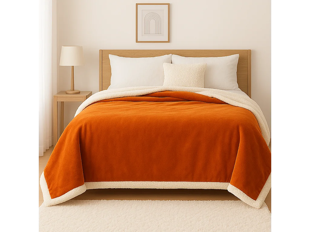 Plaid Sherpa Flanelle 480GSM 200x240 Terracotta DECO ARTS