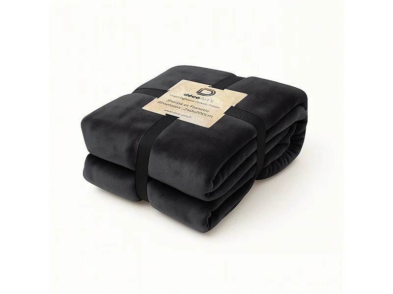 Plaid Sherpa Flanelle 480GSM 200x240 Gris Anthracite DECO ARTS