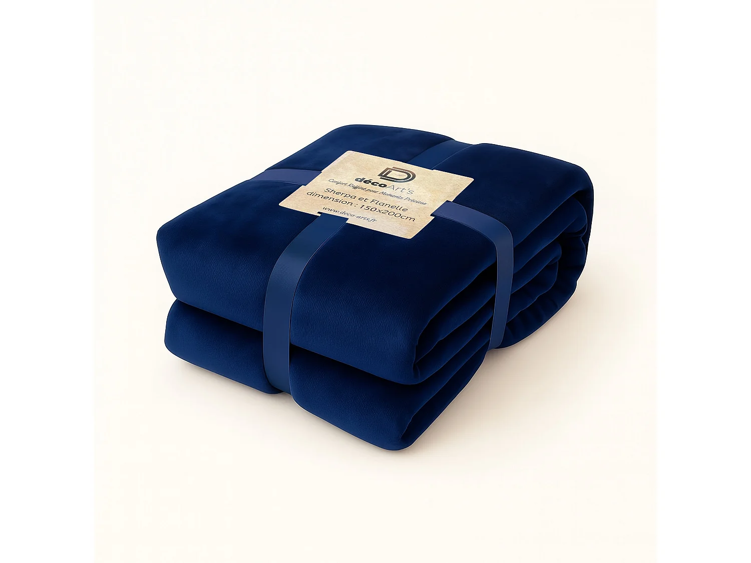 Plaid Sherpa Flanelle 480GSM 150X200 Bleu marine DECO ARTS