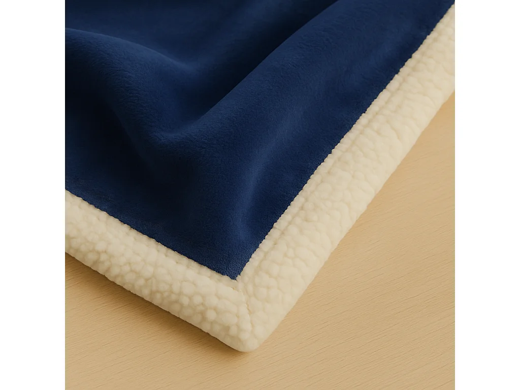 Plaid Sherpa Flanelle 480GSM 150X200 Bleu marine DECO ARTS