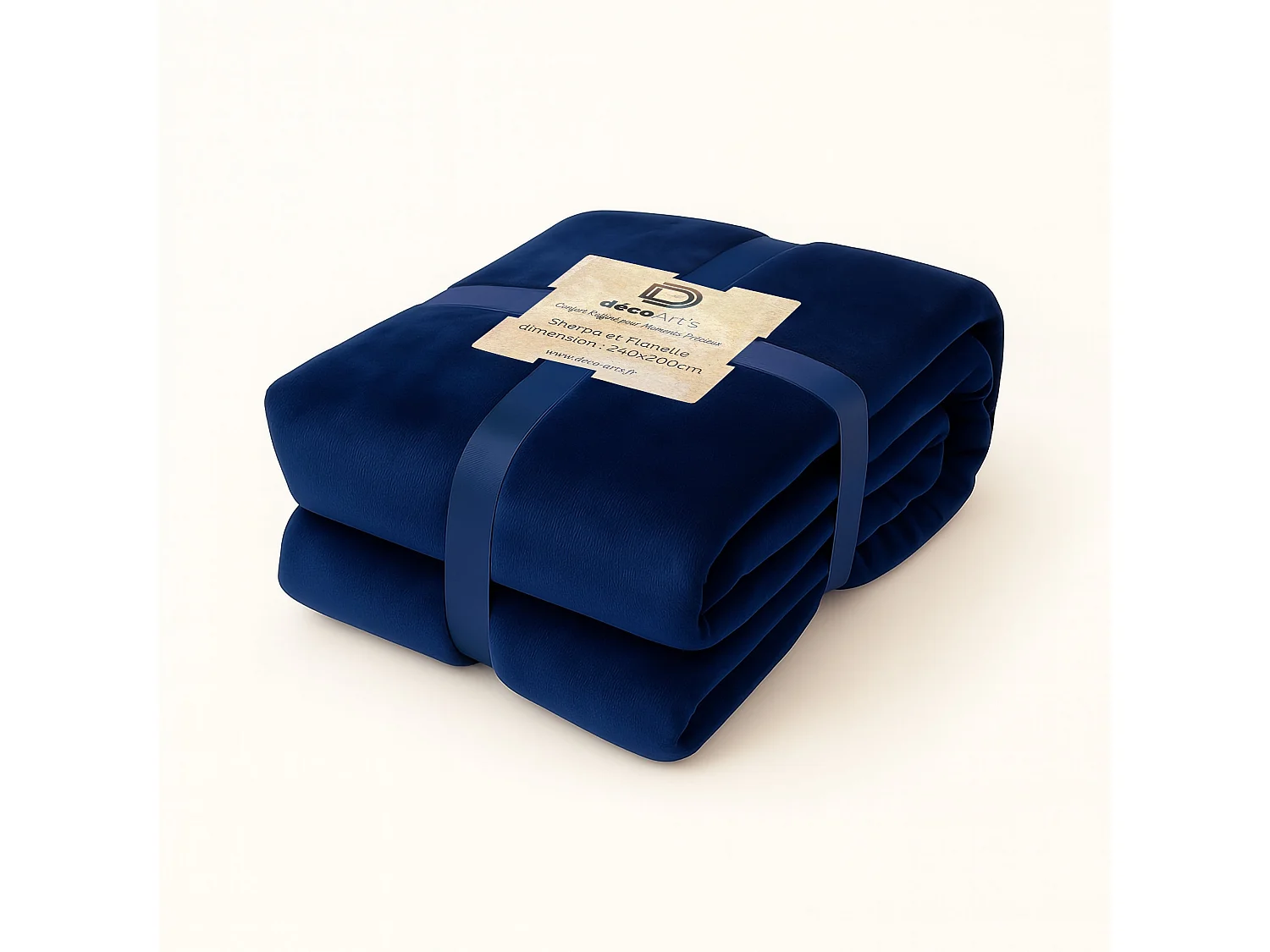 Plaid Sherpa Flanelle 480GSM 200x240 Bleu Marine DECO ARTS